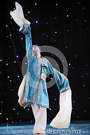 Chinese folk dance-Long sleeves Editorial Stock Photo